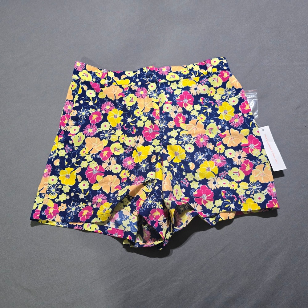 ModCloth‎ Floral High Waisted Shorts Womens Medium Blue Pink Yellow NWT Retro